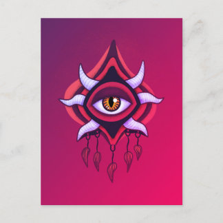 Carte Postale Oeil Démon Violet - Art Occulte Gothique