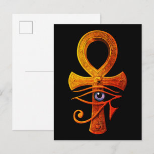 Carte Postale Œil d'Horus Ankh Symbole Ancien Égyptien Protéger