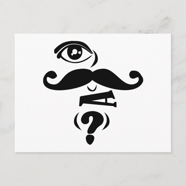 Carte Postale OEil Moustache U une question (Devant)