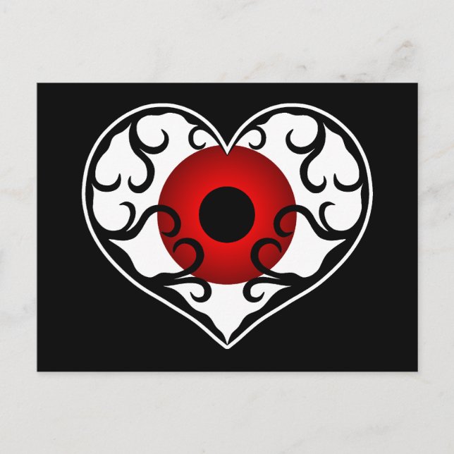 Carte Postale Oeil rouge dans le coeur (Devant)