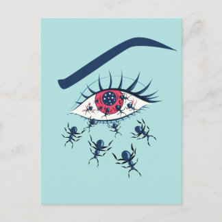 Carte Postale OEil rouge Déplaisant avec des fourmis