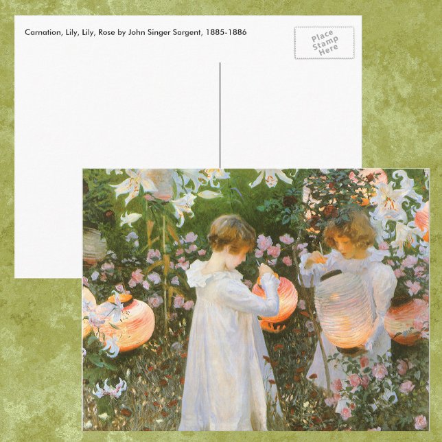Carte Postale Œillet, Lys, Lys, Rose de John Singer Sargent (Créateur téléchargé)