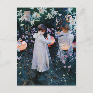 Carte Postale Œillet, Lys, Lys, Rose par John Singer Sargent