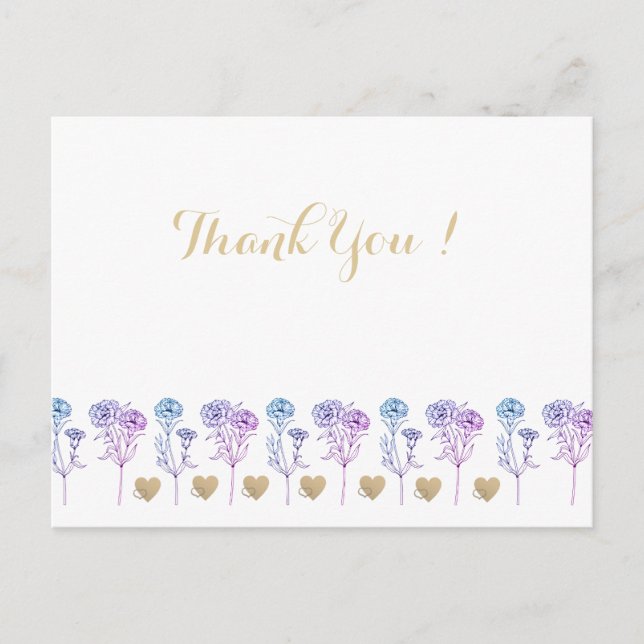 Carte Postale Oeillets faire-part de mariage simples et élégants (Devant)