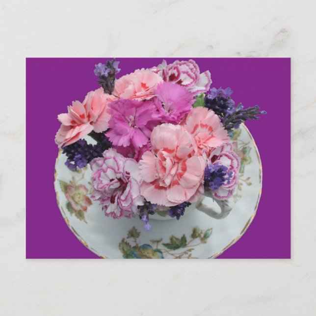 Carte Postale Oeillets roses dans la tete (Devant)