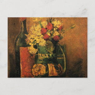 Carte Postale Oeillets, Roses et une bouteille de Vincent van Go