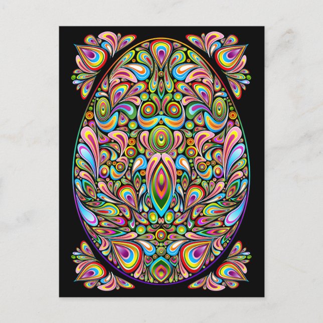 Carte Postale Œuf de Pâques Design Psychédélique (Devant)