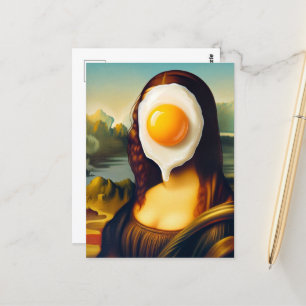 Carte Postale Oeuf drôle Mona Lisa sur le visage