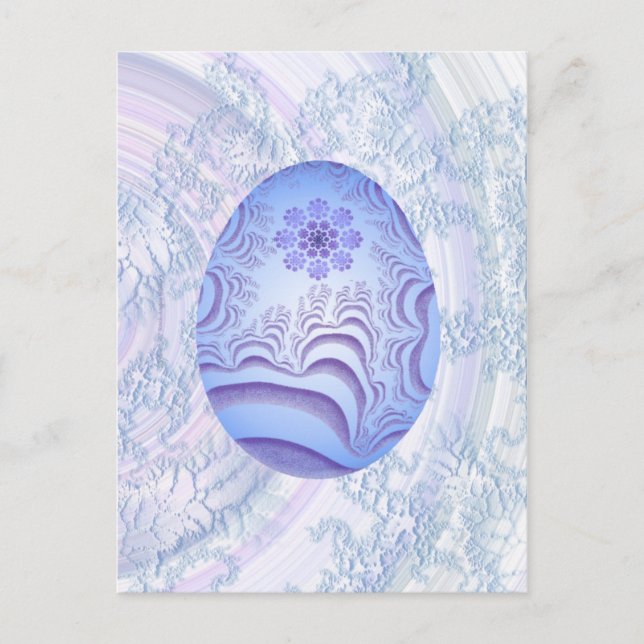 Carte Postale Oeuf Peint bleu clair et violet (Devant)