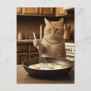 Carte Postale Oeufs De Cuisine De Chat Gingembre Adorable Pour L