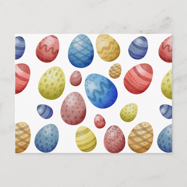 Carte Postale OEufs de Pâques colorés Cute Printemps Vacances Ca (Devant)