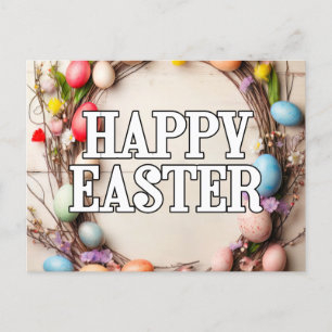 Carte Postale OEufs de Pâques colorés et fleurs Collage de la co
