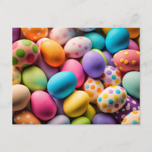 Carte Postale Œufs de Pâques colorés et joyeux