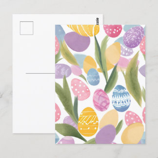 Carte Postale OEufs de Pâques colorés | Jolie aquarelle peinte