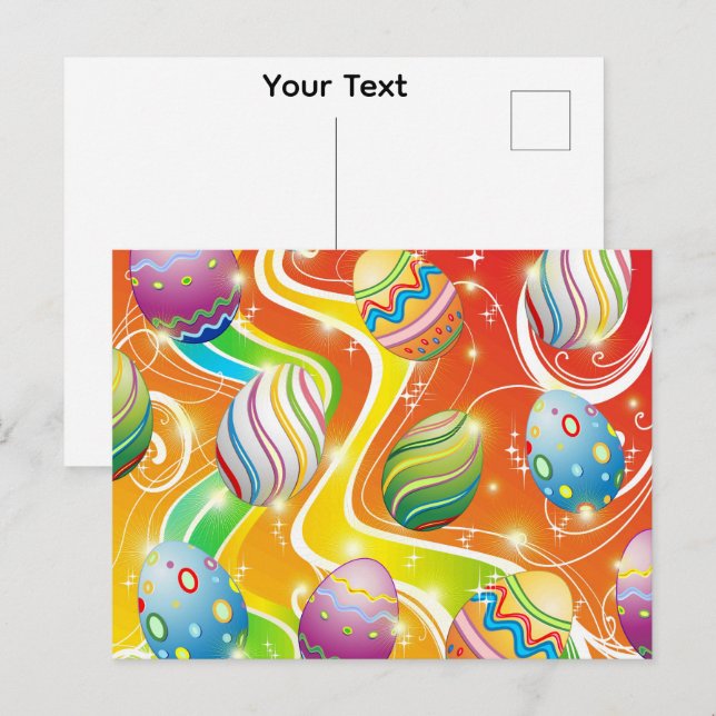 Carte Postale Œufs de Pâques motif festif (Devant / Derrière)