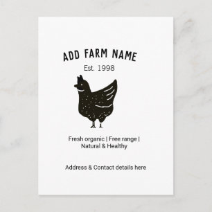 Carte Postale oeufs de poule de ferme ajouter nom année adresse
