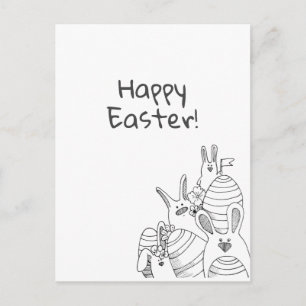 Carte Postale Oeufs et lapins // Joyeux Pâques