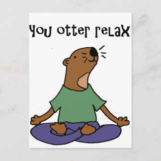 Carte Postale Oeuvre amusante de yoga de loutres de mer