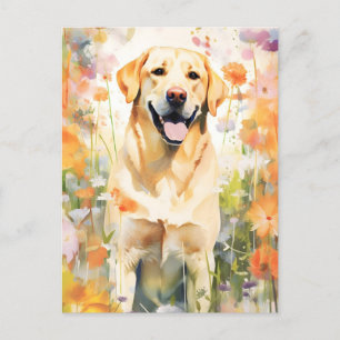 Carte Postale OEuvre colorée d'aquarelle Labrador