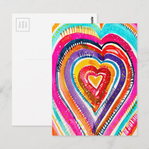 Carte Postale OEuvre d'aquarelle du coeur