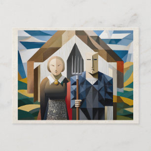 Carte Postale Œuvre d'art abstraite de remix d'IA Couple