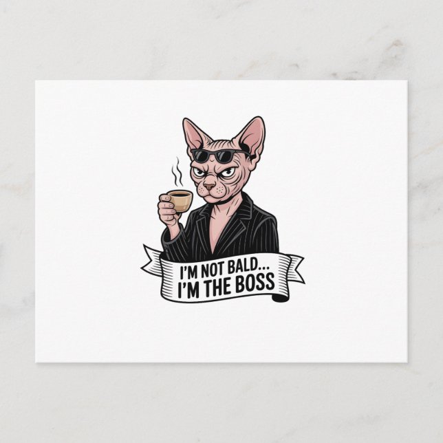 Carte Postale Œuvre d'art de chat Sphynx Café Patron (Devant)