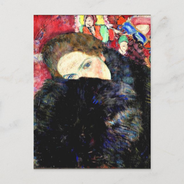 Carte Postale OEuvre d'art de Gustav Klimt, Dame avec un Muff (Devant)