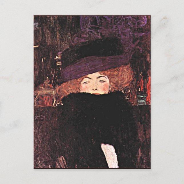Carte Postale OEuvre d'art de Gustav Klimt, Lady in a Fur Casque (Devant)