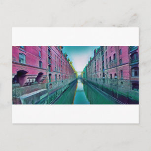 Carte Postale Œuvre d'art de la Speicherstadt de Hambourg