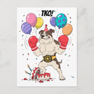 Carte Postale Œuvre d'art d'envoi d'anniversaire de Bulldog Boxe