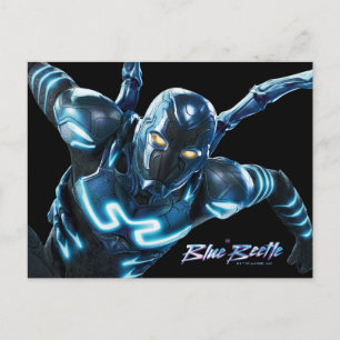 Carte Postale Œuvre d'art du personnage de Blue Beetle sautant
