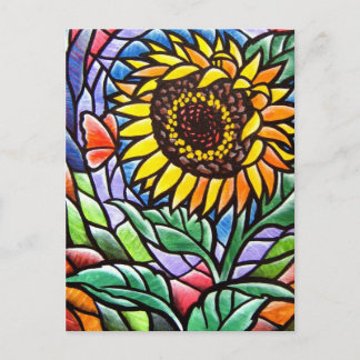 Carte Postale Œuvre d'art floral stylée Tournesol jaune moderne
