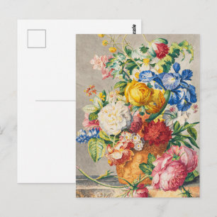 Carte Postale Œuvre d'art murale florale botanique pastel élégan