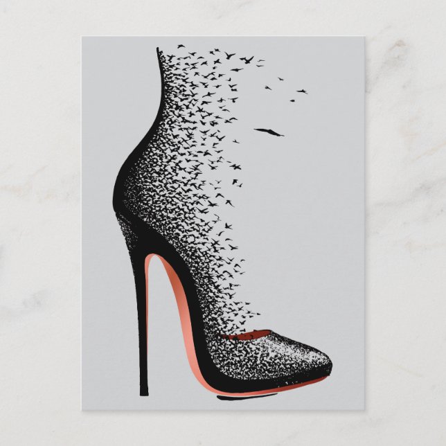 Carte Postale Oeuvre d'art murale High Heel Birds – Chaussure de (Devant)