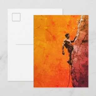 Carte Postale Œuvre d'art murale représentant un grimpeur audaci