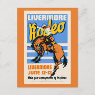 Carte Postale Œuvre d'art murale vintage du Rodéo de Livermore 1