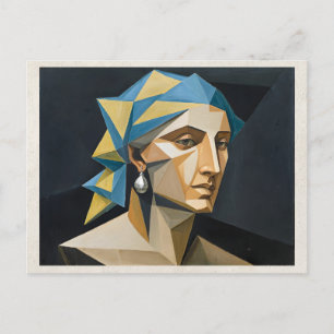 Carte Postale Œuvre d'art remixée par l'IA Cubisme Femme