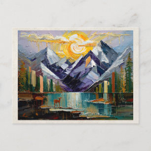 Carte Postale Œuvre d'art remixée par l'IA Montagnes Abstraites