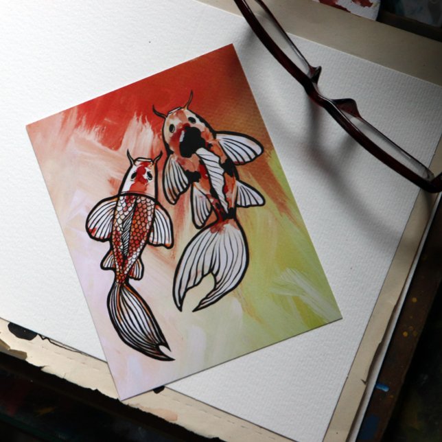 Carte Postale Oeuvre de Koi Pond Fish (Créateur téléchargé)