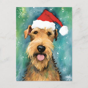Carte Postale OEuvre de peinture de Noël Airedale Terrier