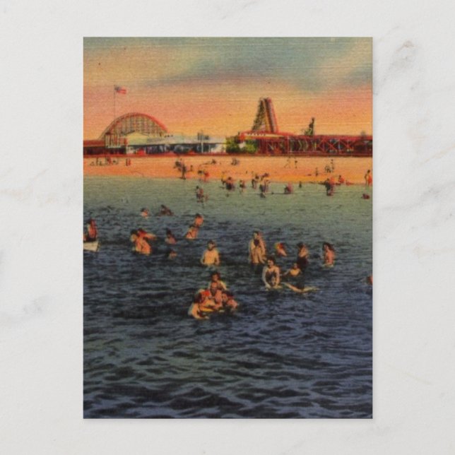 Carte Postale Oeuvre vintage de Pontchartrain Beach (Devant)