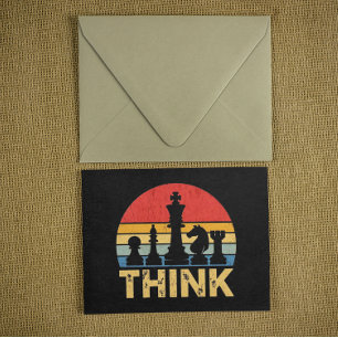 Carte Postale Oeuvre vintage d'échecs Sunset - Inspirer "Think"