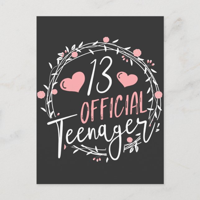Carte Postale Officiellement adolescente pour son 13e anniversai (Devant)
