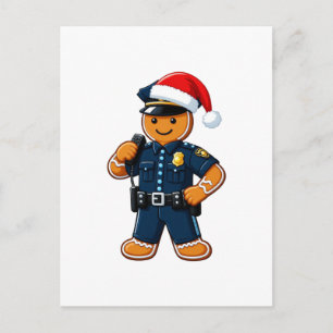 Carte Postale Officier de police en pain d'épices Noël 2026 Fête