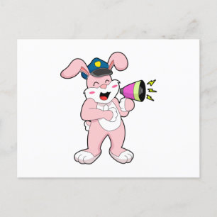 Carte Postale Officier de police lapin Microphone