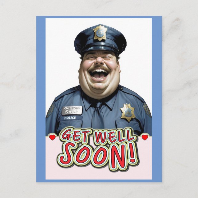 Carte Postale Officier drôle rétablissement rapide (Devant)