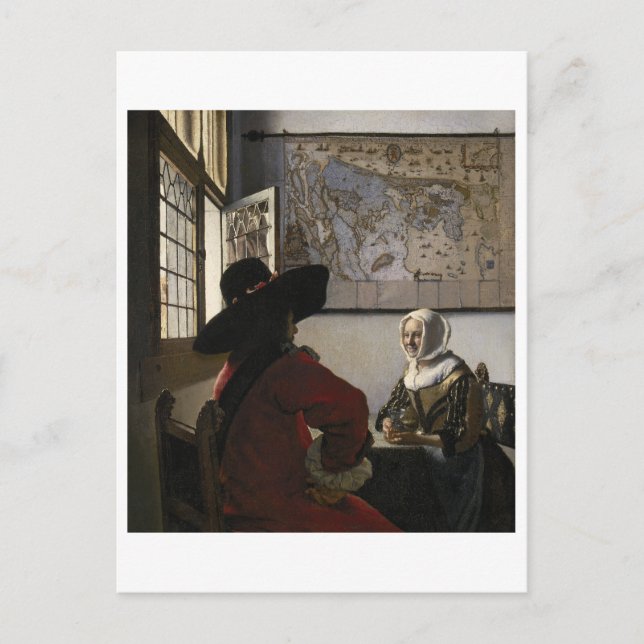 Carte Postale Officier et fille riante par Johannes Vermeer (Devant)