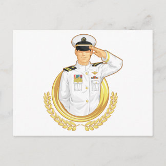 Carte Postale Officier militaire en gesture de salut
