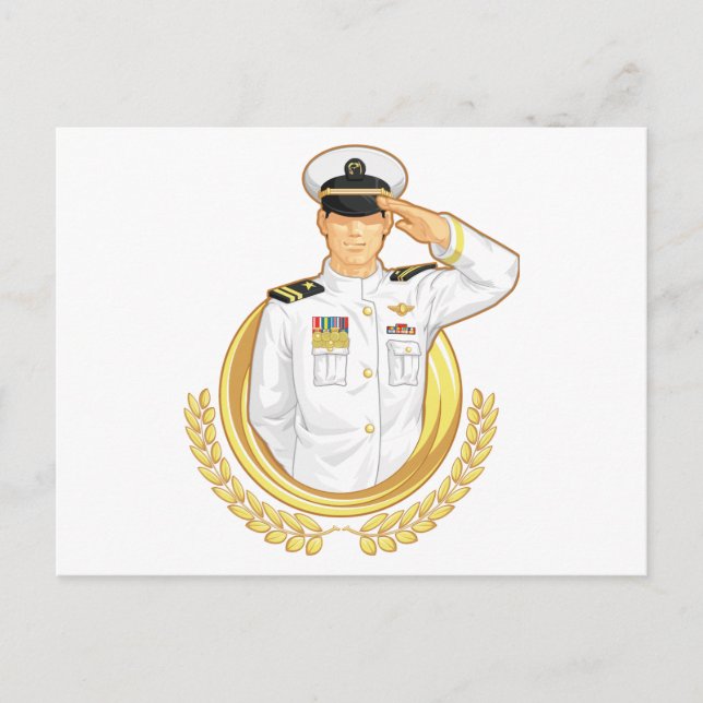 Carte Postale Officier militaire en gesture de salut (Devant)