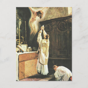 Carte Postale Offrande de messe catholique prêtre saint religieu